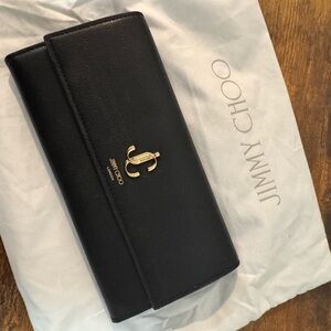 Jimmy Choo Black Wallet with Gold Accents with dust bag